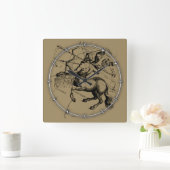 Horloge Carrée Sagittarius Constellation Carte Hevelius 1690 (Maison)
