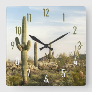 Horloge Carrée Saguaro Cactus, Arizona, USA