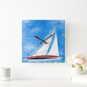 Horloge Carrée sailboat (Maison)