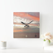 Horloge Carrée Sailboat de Sunset Beautiful (Maison)