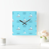 Horloge Carrée Sailboats on the Blue Sea Pattern (Maison)