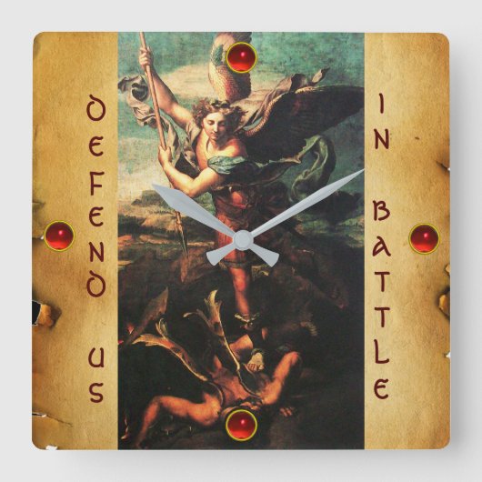 Horloge Carrée SAINT MICHAEL VANGUISHING SATAN Parchment (Recto)