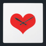 Horloge Carrée Saint-Valentin Rouge Coeur mignon Blanc personnali<br><div class="desc">Imprimé avec grand motif de coeur rouge en arrière - plan de couleur blanche solide.</div>