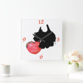 Horloge Carrée Saint-Valentin Terrier Écossais (Maison)