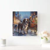 Horloge Carrée Saison de Noël de l'espagnol Springer anglais (Maison)