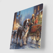 Horloge Carrée Saison de Noël de l'espagnol Springer anglais (Angle)