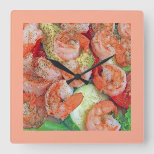 Horloge Carrée Salade de crevettes