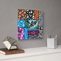 Salmon Crazy Quilt Floral Whimsical Colorful