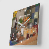 Horloge Carrée Salon d'alimentation du comté personnalisé   (Angle)