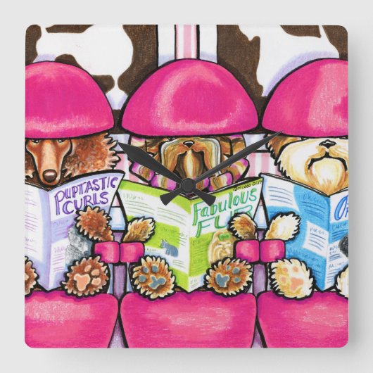 Horloge Carrée Salon Posh Pup (Recto)