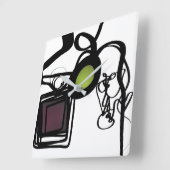 Horloge Carrée Salutations de Philydion : Abstrait noir & blanc (Angle)