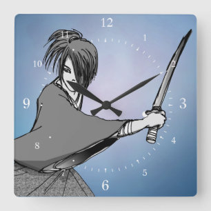Horloge Carrée Samouraï manga