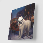 Horloge Carrée Samoyed Christmas Festive Saison (Angle)
