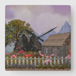 Horloge Carrée sanctuaire de flamant rose en plastique penfield