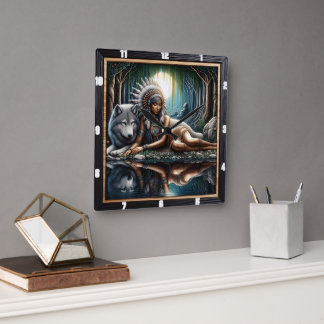 Horloge Carrée Sanctuaire indien : La montre du loup