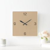 Horloge Carrée Sandy Tan D2B48C - Option pour ajouter un nom (Maison)