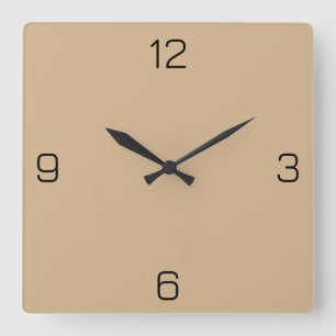 Horloge Carrée Sandy Tan D2B48C - Option pour ajouter un nom