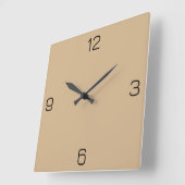 Horloge Carrée Sandy Tan D2B48C - Option pour ajouter un nom (Angle)