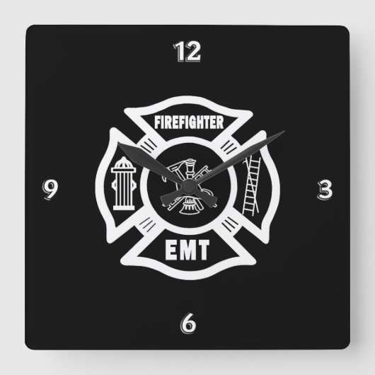 Horloge Carrée Sapeur-pompier EMT (Recto)
