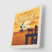 Horloge Carrée Sauter Sur Un Lac (Angle)