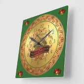 Horloge Carrée Saxophone ~ Musical Scroll ~ “Merry Christmas”  (Angle)
