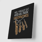 Horloge Carrée Saxophone Types (Angle)