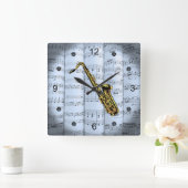 Horloge Carrée Saxophone us (Maison)