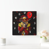 Horloge Carrée Scandale Clown Halloween Horror (Maison)