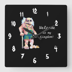 Horloge Carrée Scandinavian Funny Looking Welcoming Troll