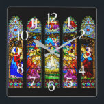 Horloge Carrée Scène de la crèche en verre<br><div class="desc">Crèche en verre feuilleté Scène Vacances objets thématiques conçus par Umua. Imprimé et expédié par Zazzle ou ses filiales.</div>