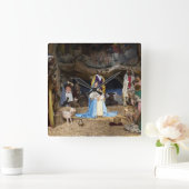 Horloge Carrée Scène de la Nativité de Noël antique (Maison)