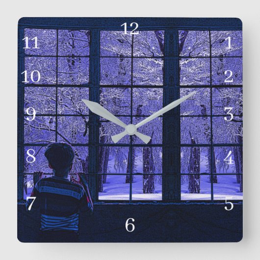 Horloge Carrée Scène De Neige (Recto)