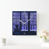 Horloge Carrée Scène De Neige (Maison)