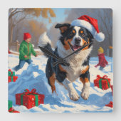 Horloge Carrée Scène de Noël de bétail australien (Recto)