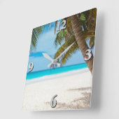 Horloge Carrée Scène de plage 1 (Angle)