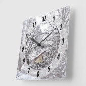 Horloge Carrée Scène d'hiver (Angle)