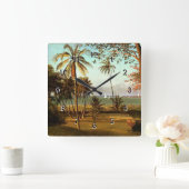 Horloge Carrée Scène Floride - Peinture d'Albert Bierstadt, (Maison)