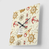 Horloge Carrée Scène Océanique (Angle)