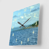 Horloge Carrée Scène tropicale (Angle)
