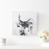 Horloge Carrée Schnauzer avec caméra (Maison)