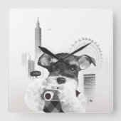 Horloge Carrée Schnauzer avec caméra (Recto)