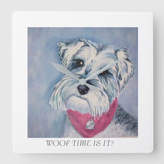 HORLOGE CARRÉE SCHNAUZER GRIS MINIATURE (Recto)