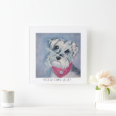 HORLOGE CARRÉE SCHNAUZER GRIS MINIATURE (Maison)