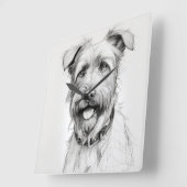 Horloge Carrée Schnauzer Portrait Crayon (Angle)