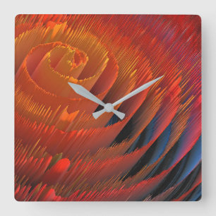 Horloge Carrée Sci-Fi Orange Vortex