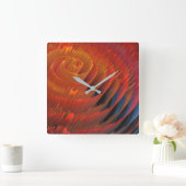 Horloge Carrée Sci-Fi Orange Vortex (Maison)
