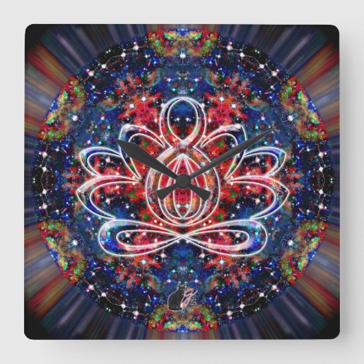 Horloge Carrée Scintillation Zen Lotus Clock (Recto)