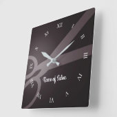Horloge Carrée Scisseurs | Dark Brown & White | Salon (Angle)