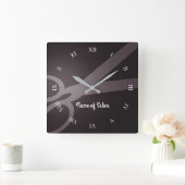 Horloge Carrée Scisseurs | Dark Brown & White | Salon (Maison)
