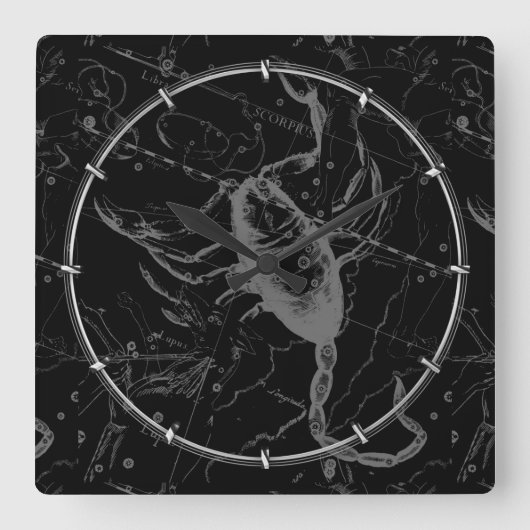 Horloge Carrée Scorpio Constellation Hevelius 1690 Engraving (Recto)